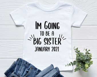 Kids Children I'm Going To Be A Big Sister T Shirt, Short Sleeve T Shirt, Pregnancy Announcement , Baby Announcement T shirt, Big Sister