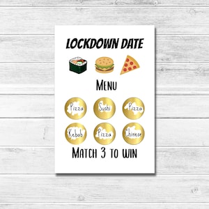 Lockdown Date Scratch Card, Lockdown Date Idea, Takeaway Scratch Card, Scratch Surprise Card, Lockdown Date Night Idea, Stay Home Date Night