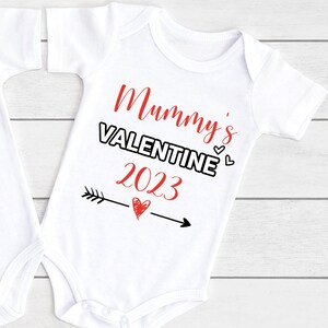 Mummy Valentine 2023 - Valentine&#39;s Day Baby Vest, Personalised Baby Grow, Custom Baby Onesie, Baby Gift, Baby Shower Gift, Custom Body Suit