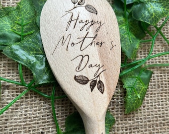 Personalized Mother's Day Beech Wood Spoon: Engraved Kitchen Gift