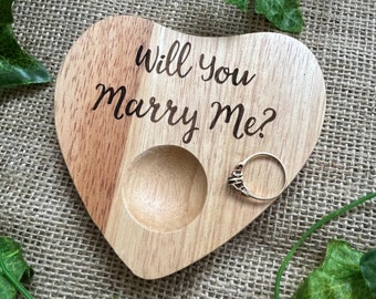 Wood Heart Ring Holder: 'Will You Marry Me?' Proposal Keepsake