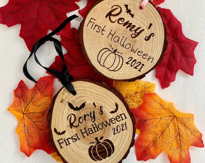 My first Halloween, Baby’s first halloween, First halloween keepsake, First halloween ornament, Engraved Ornament