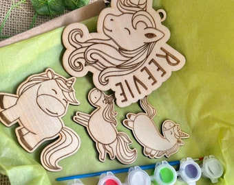 Custom paint kits, Unicorn painting, Custom name gifts, Painting kits for kids, Laser cut unicorn, Birthday craft present