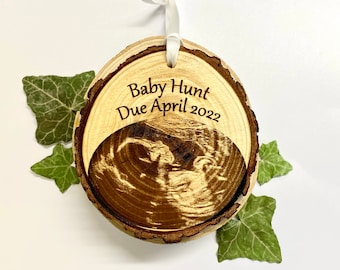 Engraved Baby Scan Photo Ornament: Personalized Pregnancy Gift