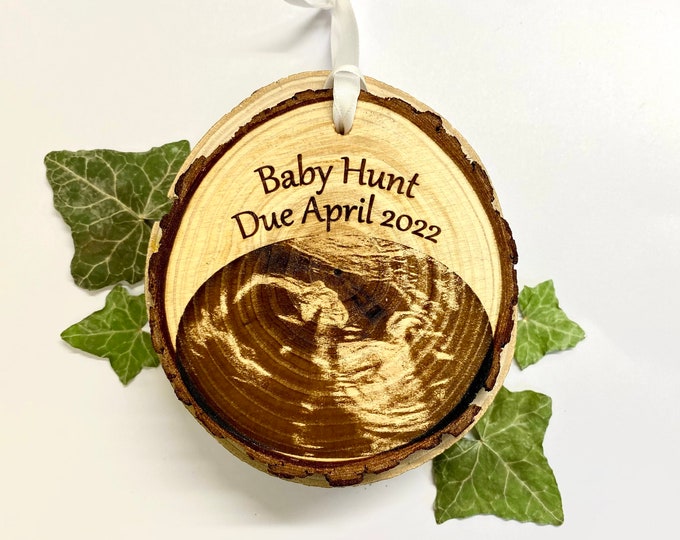 Engraved scan photo ornament, Engraved baby scan ornament, Bump’s first Christmas, Pregnancy announcement, Baby shower, Baby’s 1st Christmas