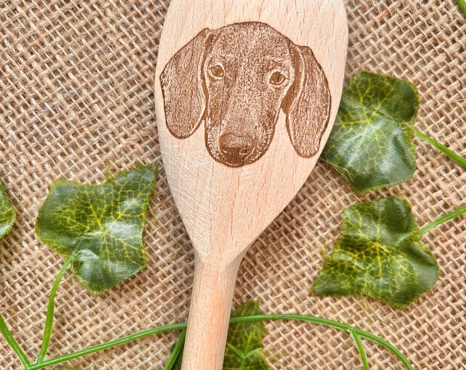 Your dog on a wooden spoon, Custom engraved wood spoon, father's Day present, Dog lover, Personalised dog items, valentines gift from pet