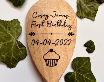 First birthday cake smash spoon, First birthday keepsake, Cake smash spoon, Baby’s first birthday gift, Engraved spoon, Custom wooden spoon