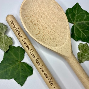 Custom text wooden spoon, Handle engraving only, Personalised laser engraved kitchen present, Father&#39;s Day Gift, Gag gift for dad