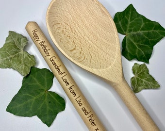 Personalised wooden spoon, Handle engraving only, Custom engraved wood spoon, Father’s Day present, House warming kitchen gift, Baking lover
