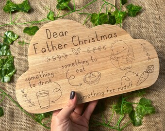 Personalised father Christmas treat board, Engraved Christmas Eve Santa plate