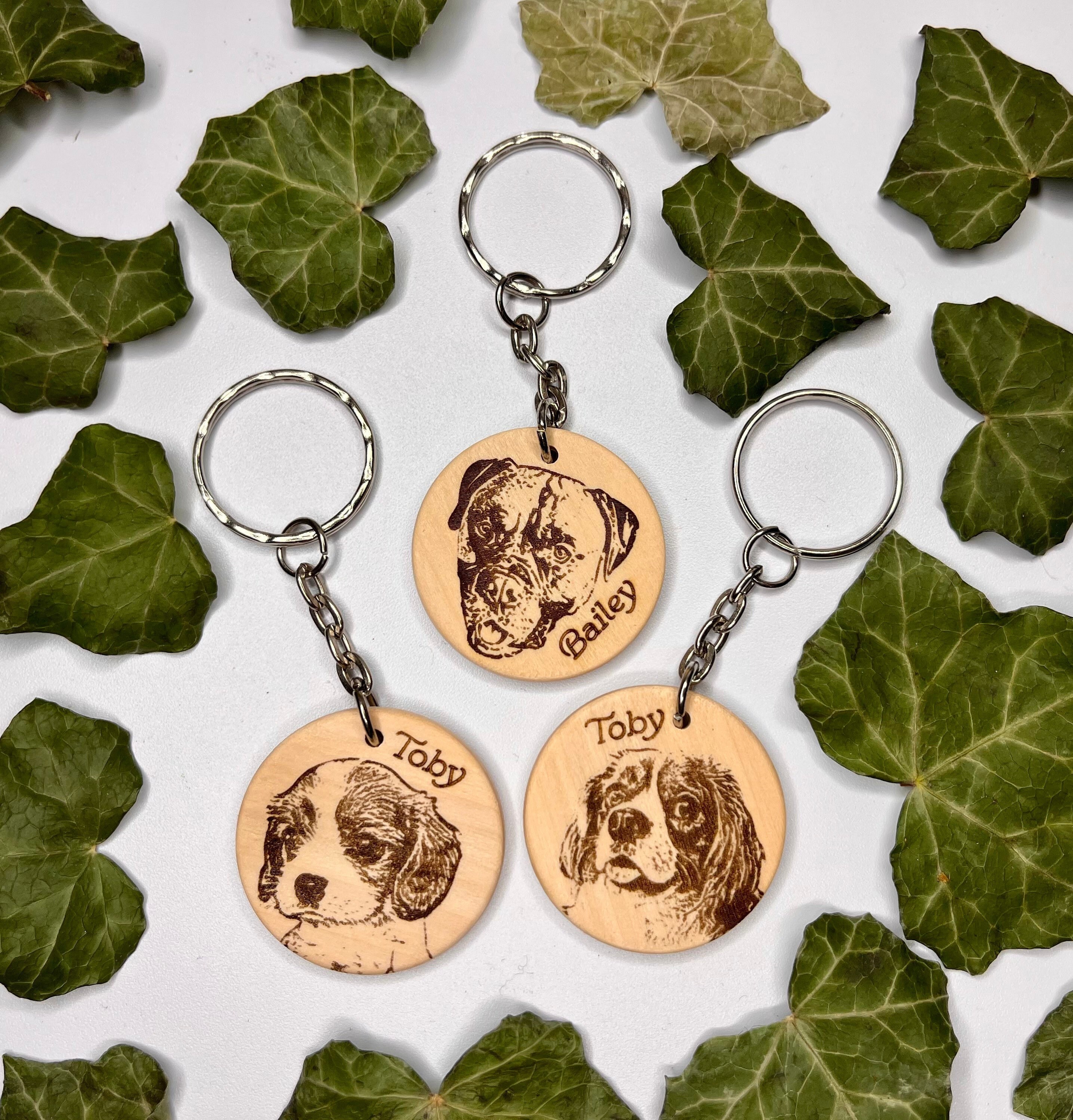 Pet Keyring Engraved Dog Wood Slice Keyring Dog Mum Gift Etsy UK