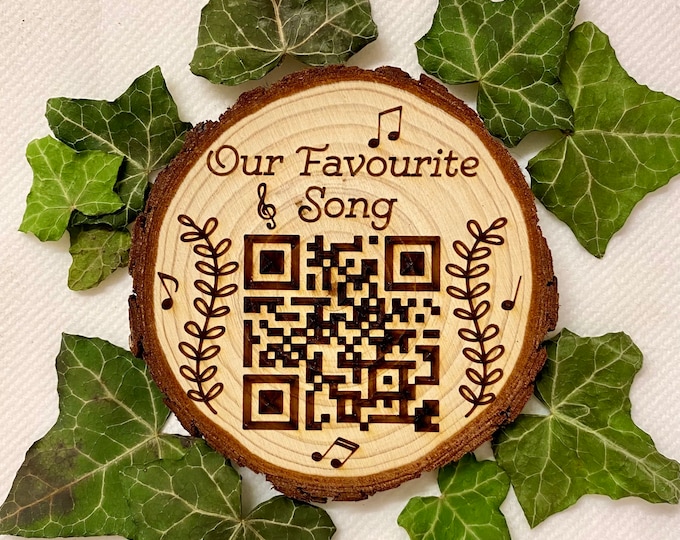 Custom MP3 QR code ornament, Engraved qr code Wood slice, Personalised qr code, Music QR code, Personalised valentines gift