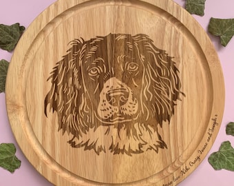 Springer spaniel bread board, Engraved chopping board, Customised house warming gift, Dog lover present, Personalised serving board