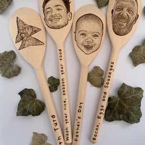 Your face on a spoon, Engraved wooden spoon, gift for mum, , Big spoon little spoon, Gag gift, joke present, mother's day present zdjęcie 5