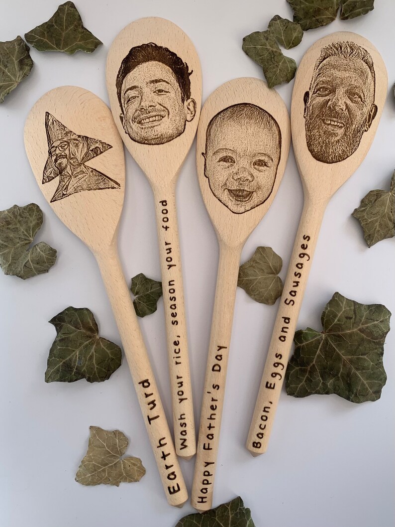 Your face on a spoon, Engraved wooden spoon, gift for mum, , Big spoon little spoon, Gag gift, joke present, mother's day present zdjęcie 5