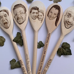 Your face on a spoon, Engraved wooden spoon, gift for mum, , Big spoon little spoon, Gag gift, joke present, mother's day present zdjęcie 2