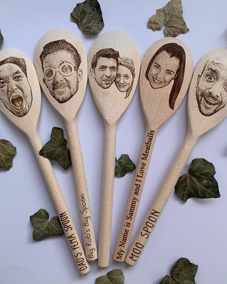 Your face on a spoon, Engraved wooden spoon, gift for mum, , Big spoon little spoon, Gag gift, joke present, mother's day present zdjęcie 2