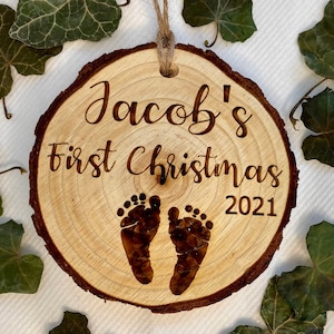 My first Christmas, Baby’s first Christmas, 1st Christmas 2021, First Christmas ornament, Engraved ornament, Wood slice decoration