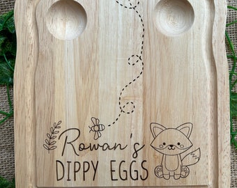 Custom dippy egg board, Woodland themed breakfast board, Children’s egg and soldiers, personalised kids present, nature themed gift