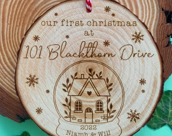 Our first Christmas in new home, Couple’s first Christmas, 1st Christmas 2022, Wood slice decoration, New home Christmas gift