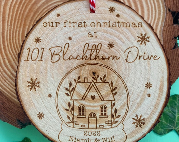 Our first Christmas in new home, Couple’s first Christmas, 1st Christmas 2022, Wood slice decoration, New home Christmas gift