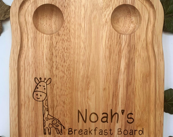 Custom dippy egg board, Animal themed breakfast board, Children’s egg and soldiers, personalised kids present, Tiger themed gift