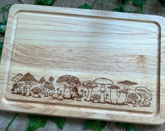 Mushroom chopping board, Engraved bread board, House warming gift, Personalised house warming present, Cottage core gift, Mushroom lover