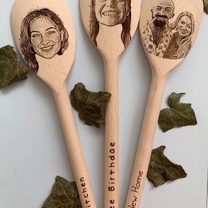 Your face on a spoon, Engraved wooden spoon, gift for mum, , Big spoon little spoon, Gag gift, joke present, mother's day present zdjęcie 9