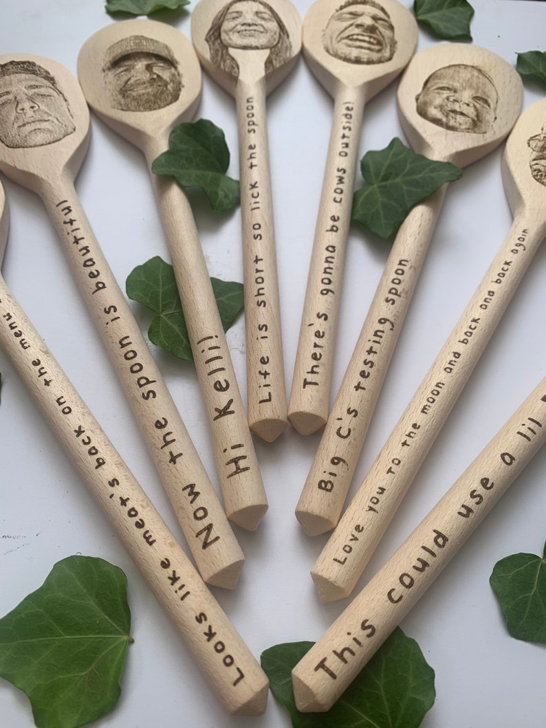 Your face on a spoon, Engraved wooden spoon, gift for mum, , Big spoon little spoon, Gag gift, joke present, mother's day present zdjęcie 8