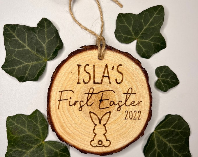 Baby’s first Easter ornament, Custom easter keepsake decoration, Personalised easter gift, Bunny easter ornament