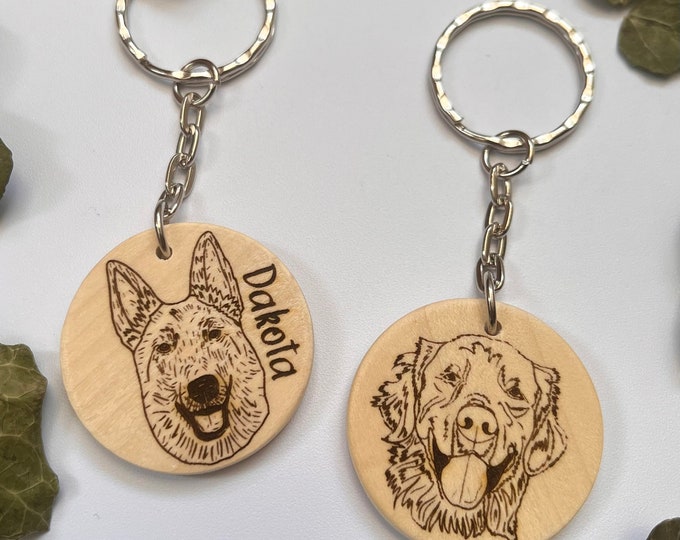 Dog breed keyring, Engraved dog wood slice, Dog mum gift, Father's day gift keychain, Present from the dog, 100 breeds to choose from