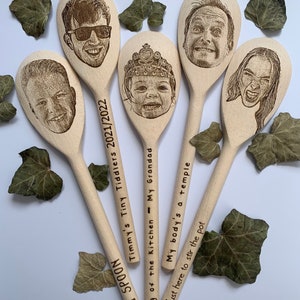 Your face on a spoon, Engraved wooden spoon, gift for mum, , Big spoon little spoon, Gag gift, joke present, mother's day present zdjęcie 3