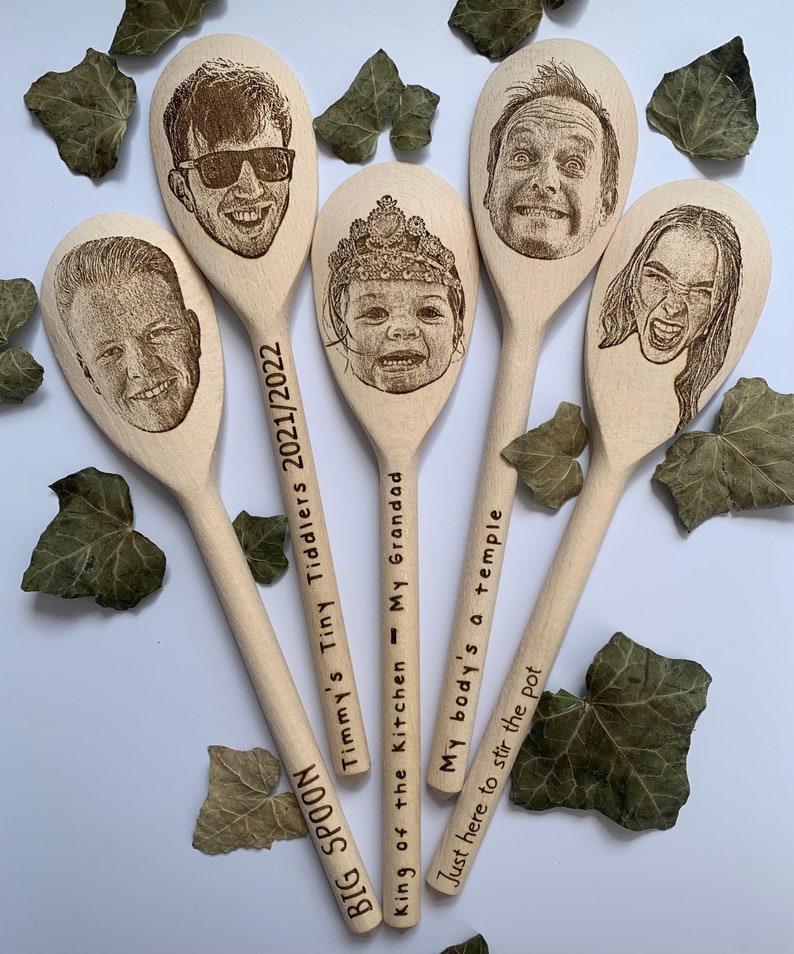 Your face on a spoon, Engraved wooden spoon, gift for mum, , Big spoon little spoon, Gag gift, joke present, mother's day present zdjęcie 3