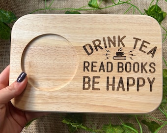 Personalized Tea and Biscuit Board: Engraved Wooden Coffee Lover Gift
