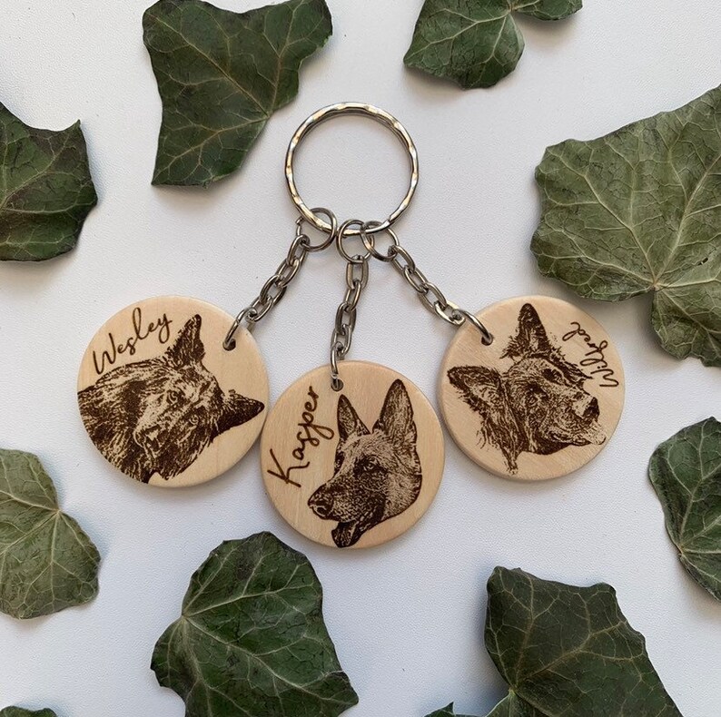 Pet Keyring Engraved Dog Wood Slice Keyring Dog Mum Gift Etsy