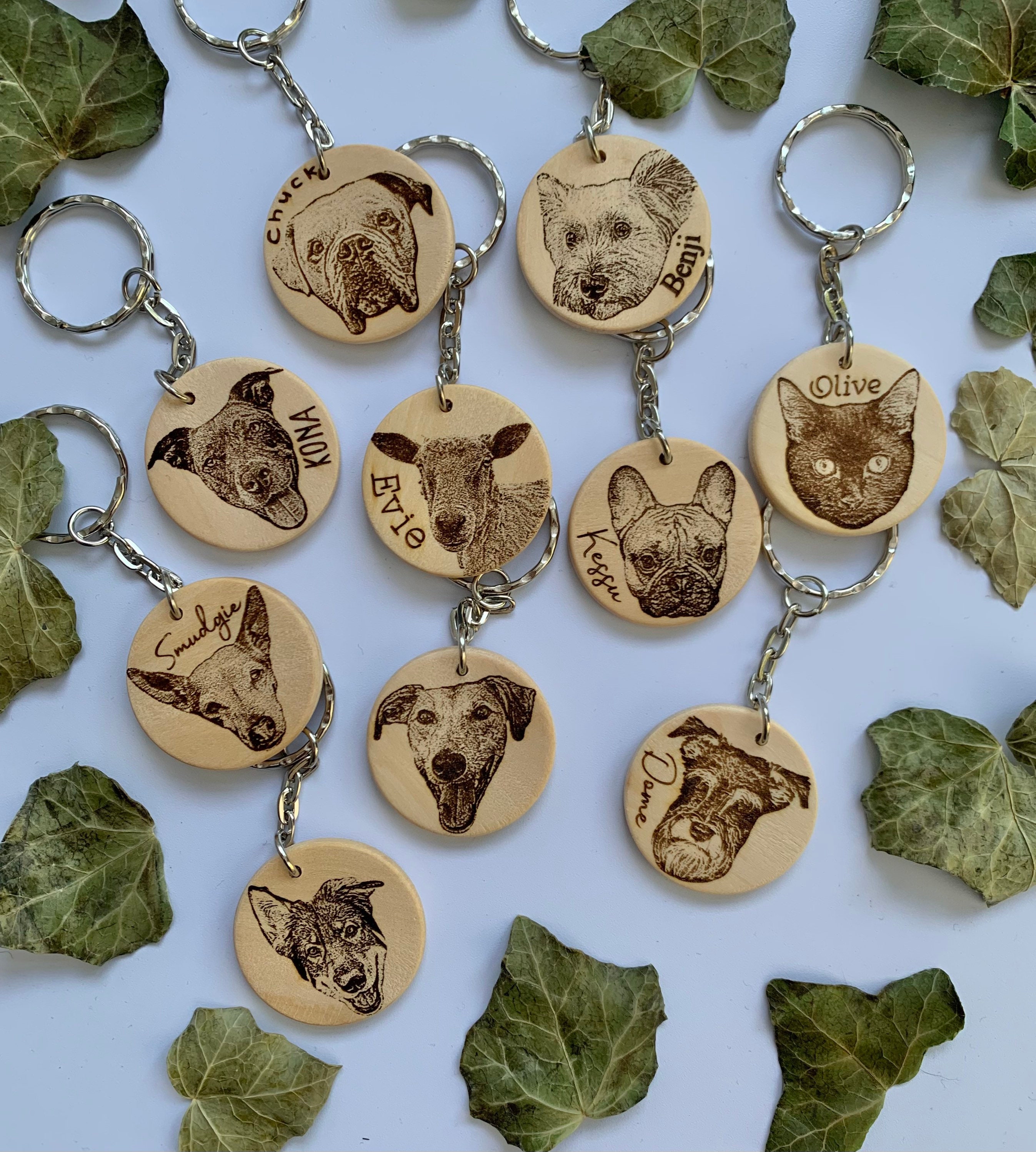 Pet Keyring Engraved Dog Wood Slice Keyring Dog Mum Gift Etsy UK