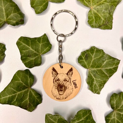 Pet Keyring Engraved Dog Wood Slice Keyring Dog Mum Gift Etsy