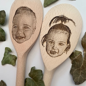 Your face on a spoon, Engraved wooden spoon, gift for mum, , Big spoon little spoon, Gag gift, joke present, mother's day present zdjęcie 1