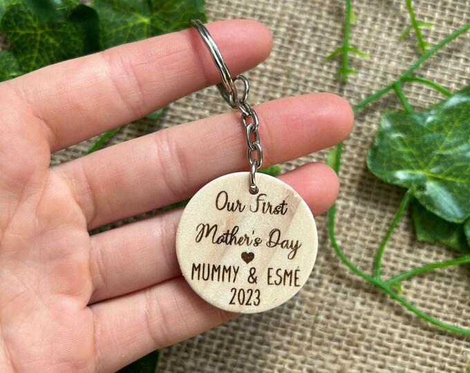 Our first Mother’s Day keyring, Happy Mother’s Day, personalised gift for mum, Custom key chain, New mum gift, 1st Mother’s Day keepsake