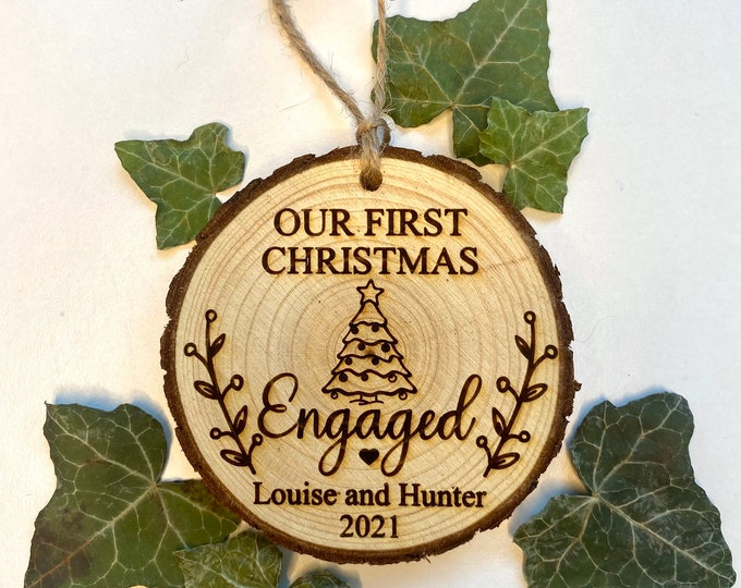 Our first Christmas, Couple’s first Christmas, 1st Christmas 2022, First Christmas engaged, 1st Christmas in new home, Wood slice decoration