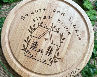 House warming present, Laser engraved custom wooden board, New home chopping board, New home owner personalised gift