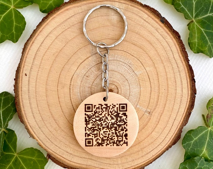 QR code keyring, Location key chain, Location QR code, Our first home keyring, Where we met keyring, Geographical location gift, Engraved