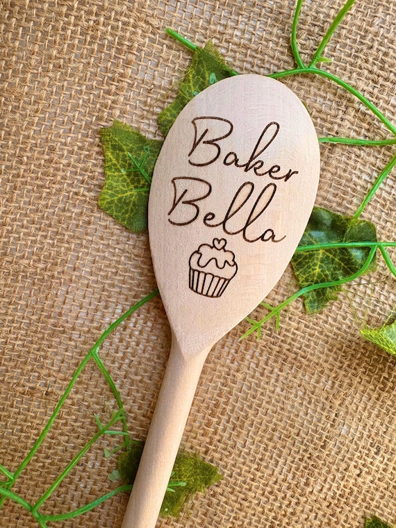 Custom baker gift: Laser engraved wooden spoon for baker or chef kitchen present