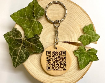 Custom Music QR Code Wooden Keyring: Personalized Song Keychain