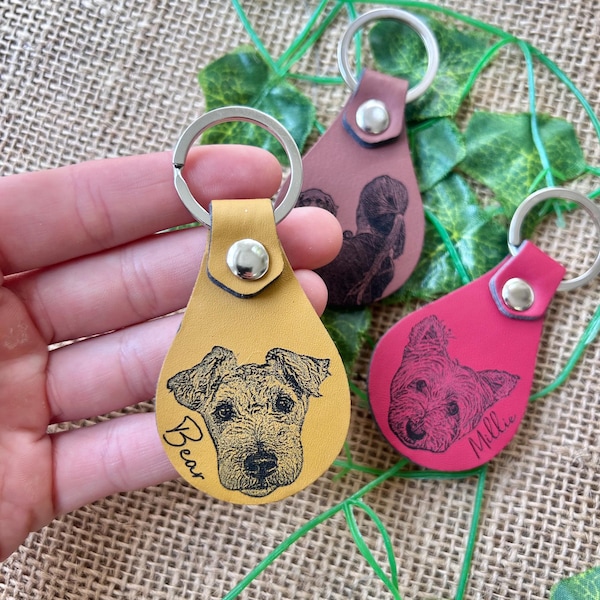 Pet keyring, faux leather engraved keychain, custom pet gift,  from dog, cat keyring, animal lover present, Dog mum dog dad, Mothers day