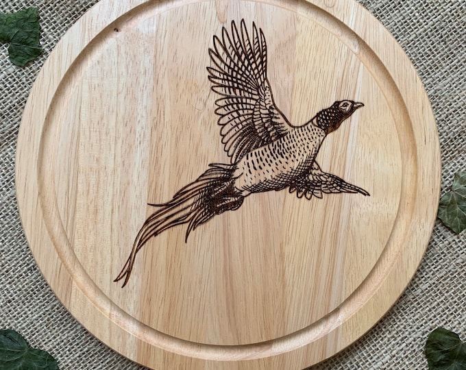 Pheasant chopping board, Games keeper Gift, Country home warming present, Gift for her, Animal lover, Chopping board gift, Flying pheasant