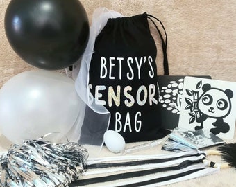 Personalised Monochrome Sensory Bag | Black and White Sensory Bag | New Born Gift | Goy Bag | Baby Shower Gift | Baby Sensory |