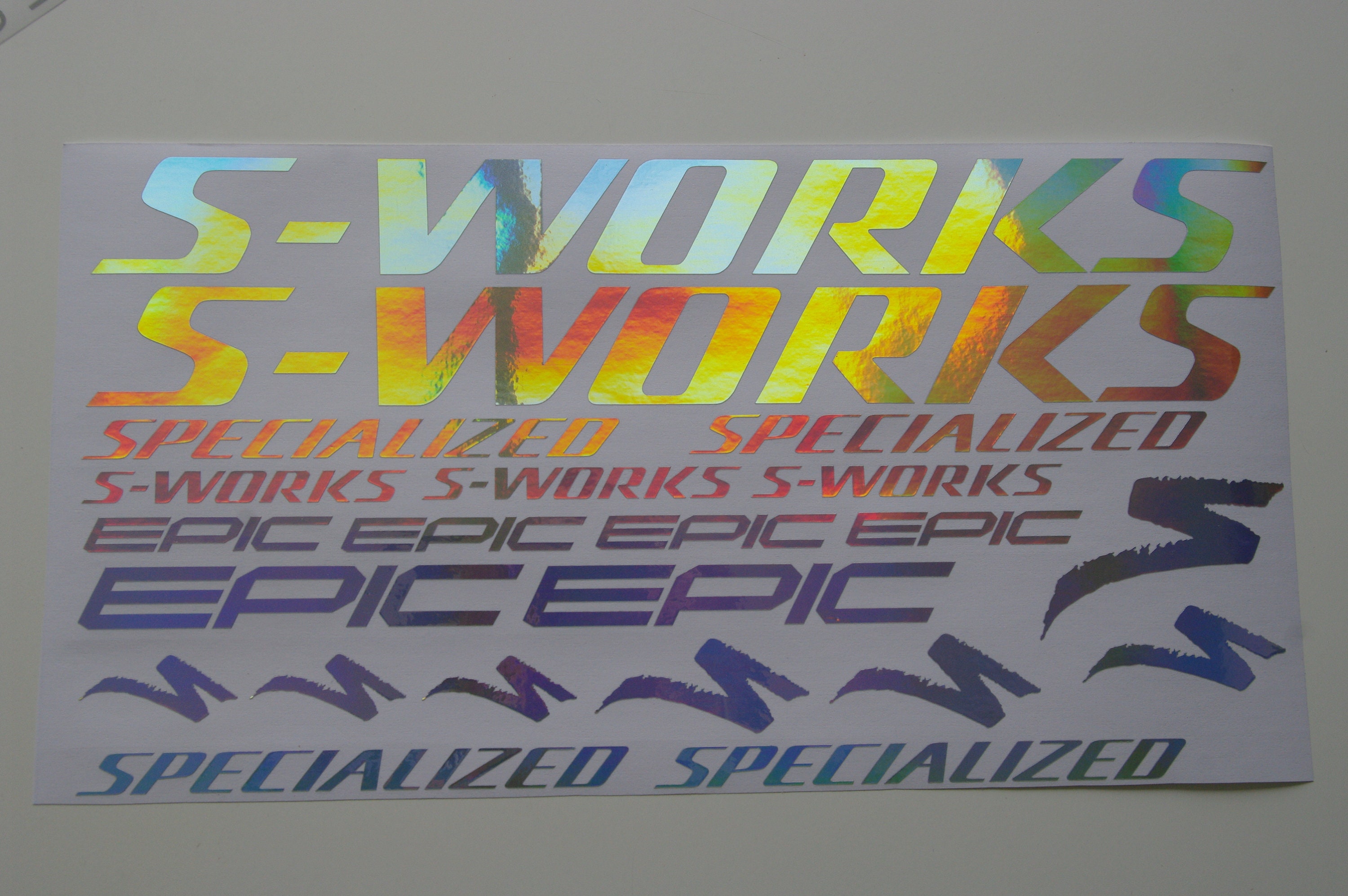 gray Custom decals for Specialized EPIC,stickers.Rainbow chrome silver