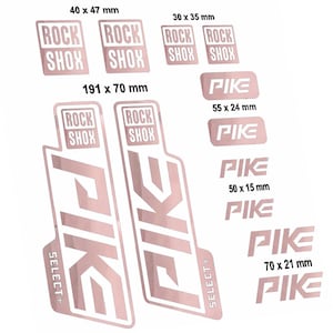 Custom Decals fit MTB fork RockShox PIKE SELECT+ plus;  2019 2020 2021 2022
