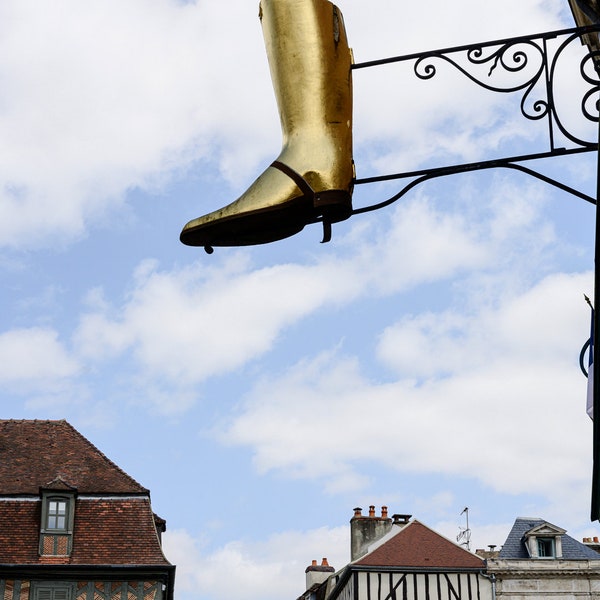 19th century shoe store sign, Vintage Style, French Home Decor, French Art, French Architecture, Provence Wall Art, France Travel